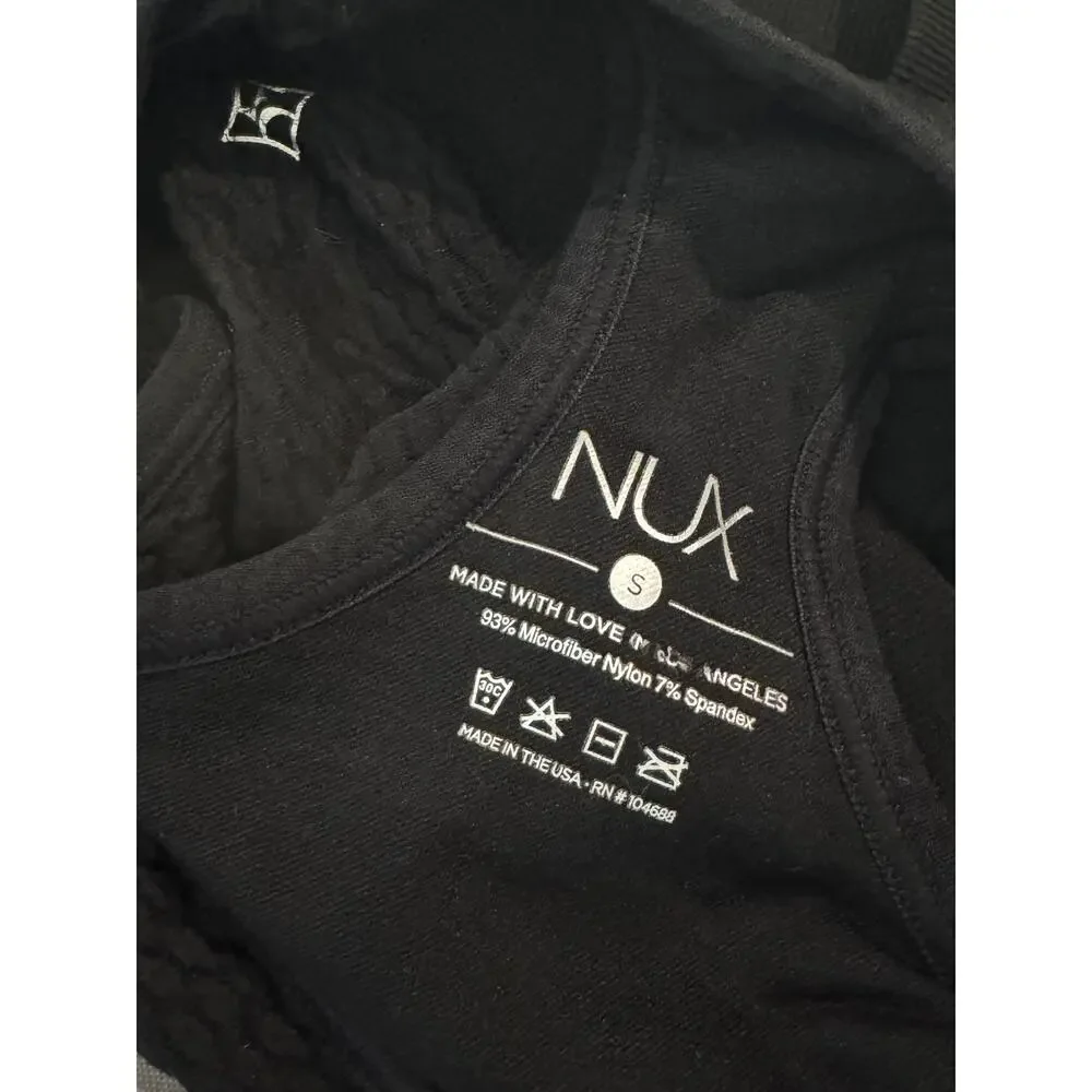 New NUX Womem's Black Sphere Racerback Keyhole Sports bra Size S